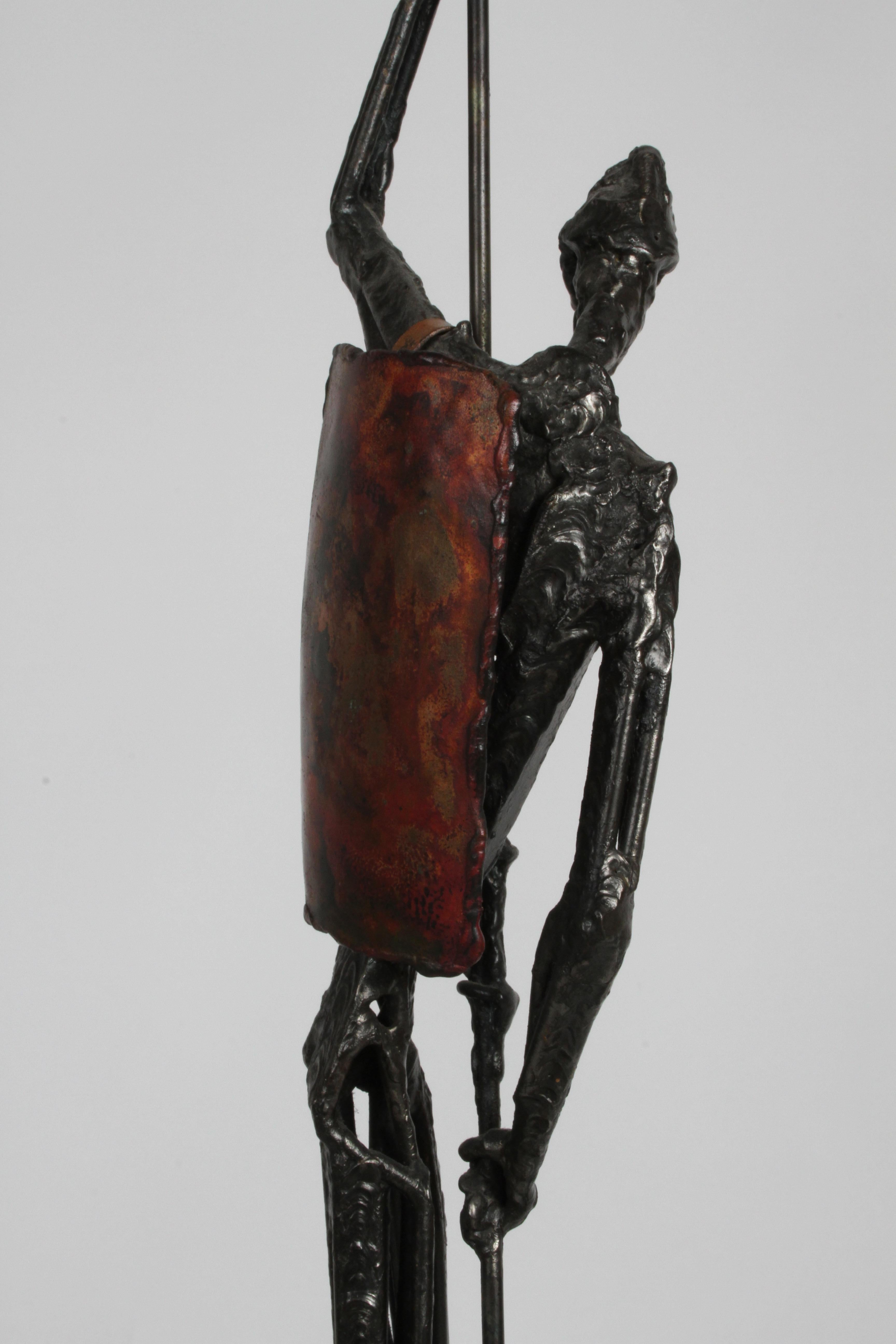 Mid-20th Century Don Quixote Mid-Century Brutalist Sculpture Signed by Artist Simon Ybarra, 1969