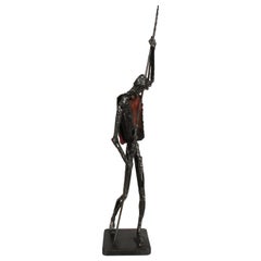 Used Don Quixote Mid-Century Brutalist Sculpture Signed by Artist Simon Ybarra, 1969