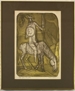 Don Quixote Signed Lithograph in the manner of Pablo Picasso by Irving Amen