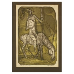 Don Quixote Signed Lithograph in the manner of Pablo Picasso by Irving Amen