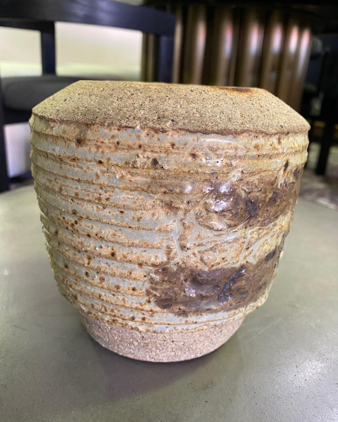 Modern Don Reitz Signed Salt Fired Studio Ceramic Pottery Sculpture Vase For Sale