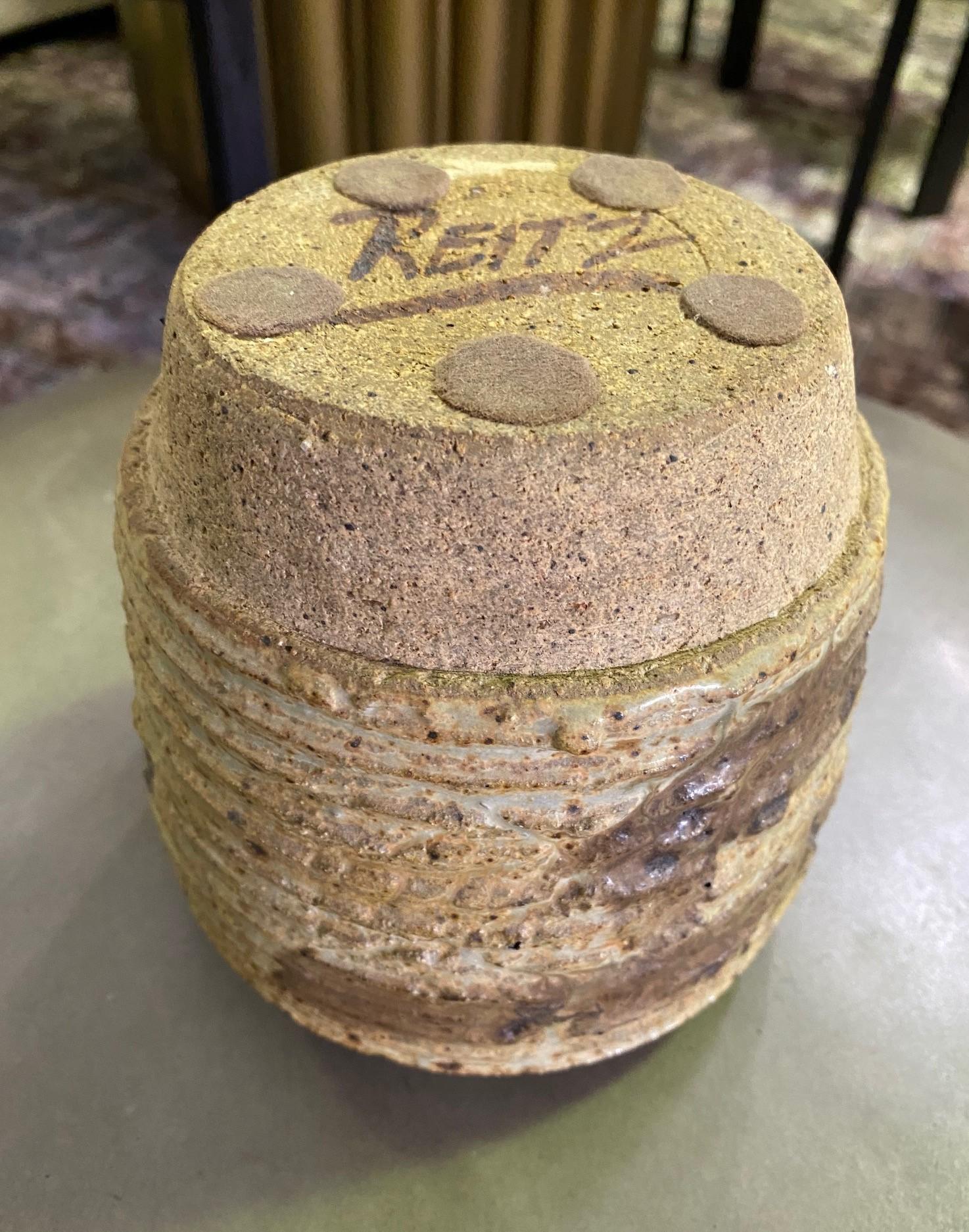 Stoneware Don Reitz Signed Salt Fired Studio Ceramic Pottery Sculpture Vase For Sale