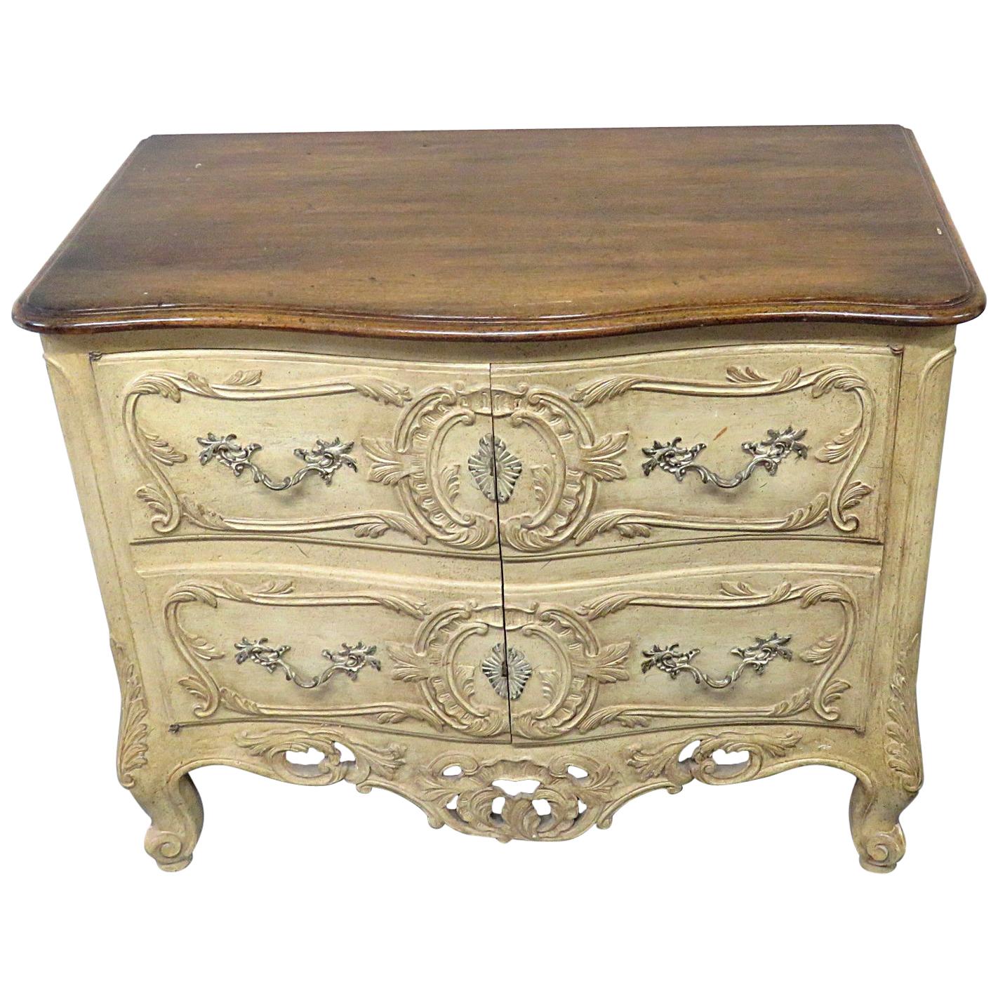 Don Rousseau Style French Rococo Painted Carved Chest Commode