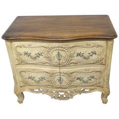 Don Rousseau Style French Rococo Painted Carved Chest Commode
