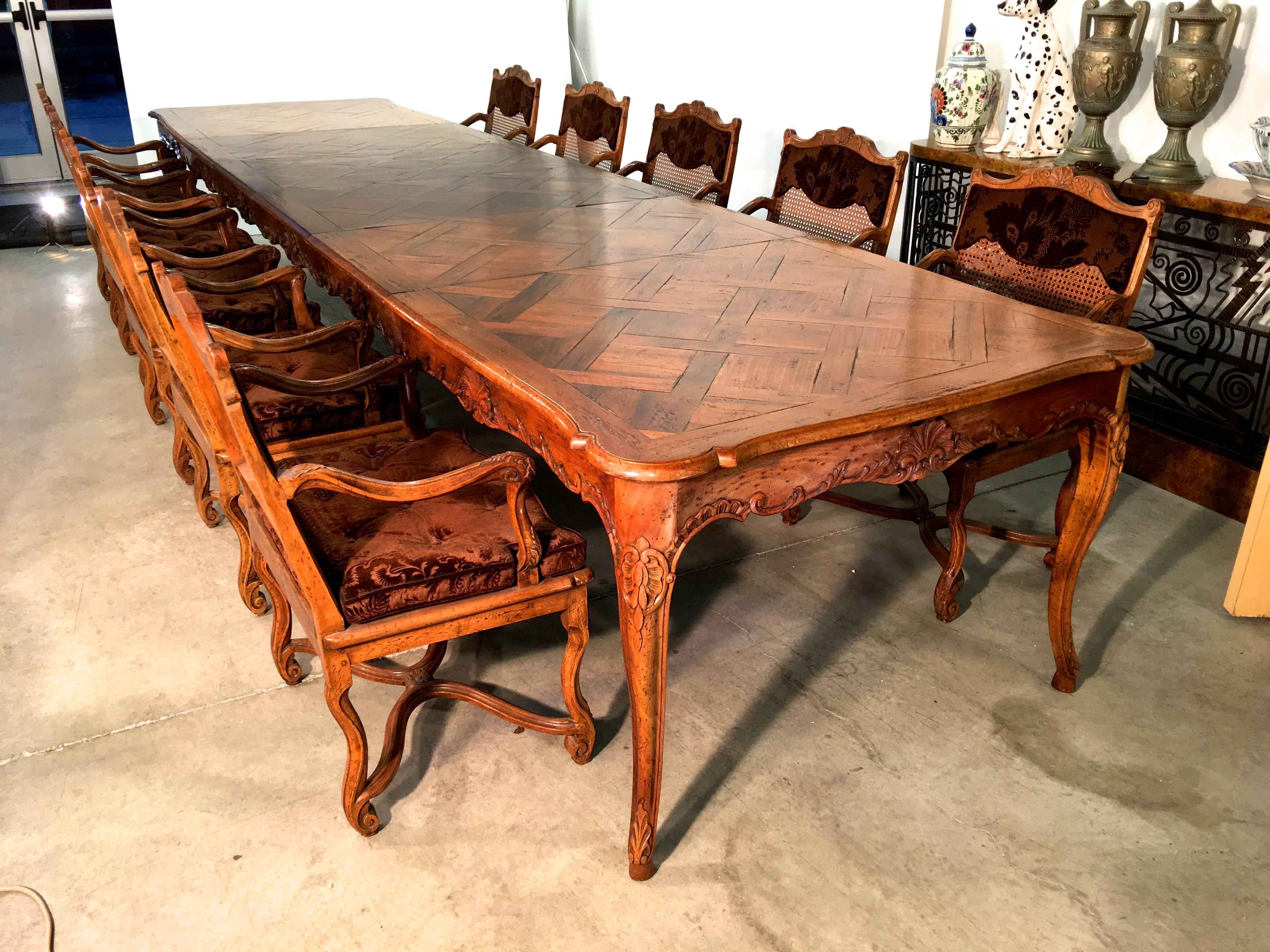 Don Ruseau Provincial Walnut Parquetry Dining Table Seats 12 (SATURDAY SALE) 10