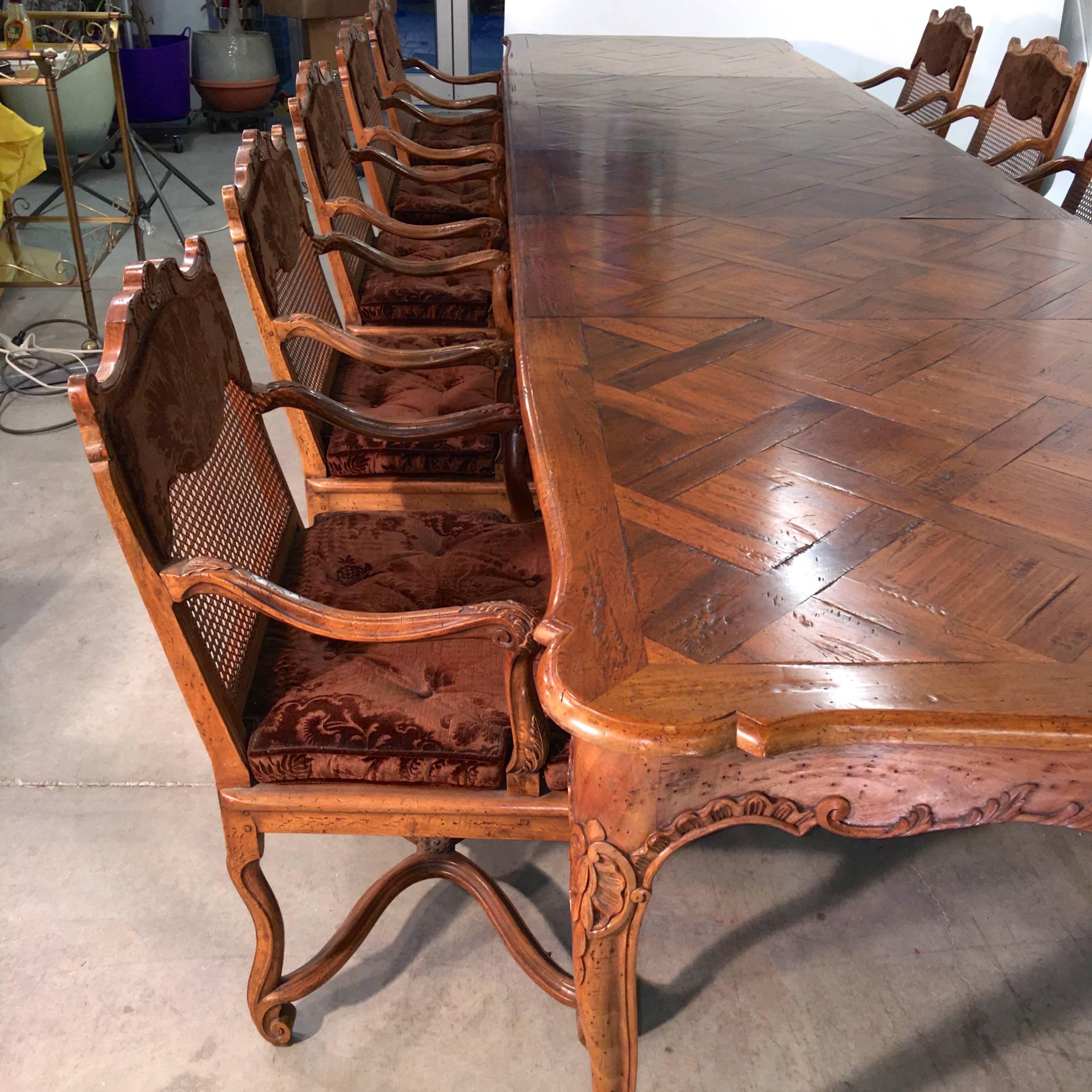 Don Ruseau Provincial Walnut Parquetry Dining Table Seats 12 (SATURDAY SALE) 13