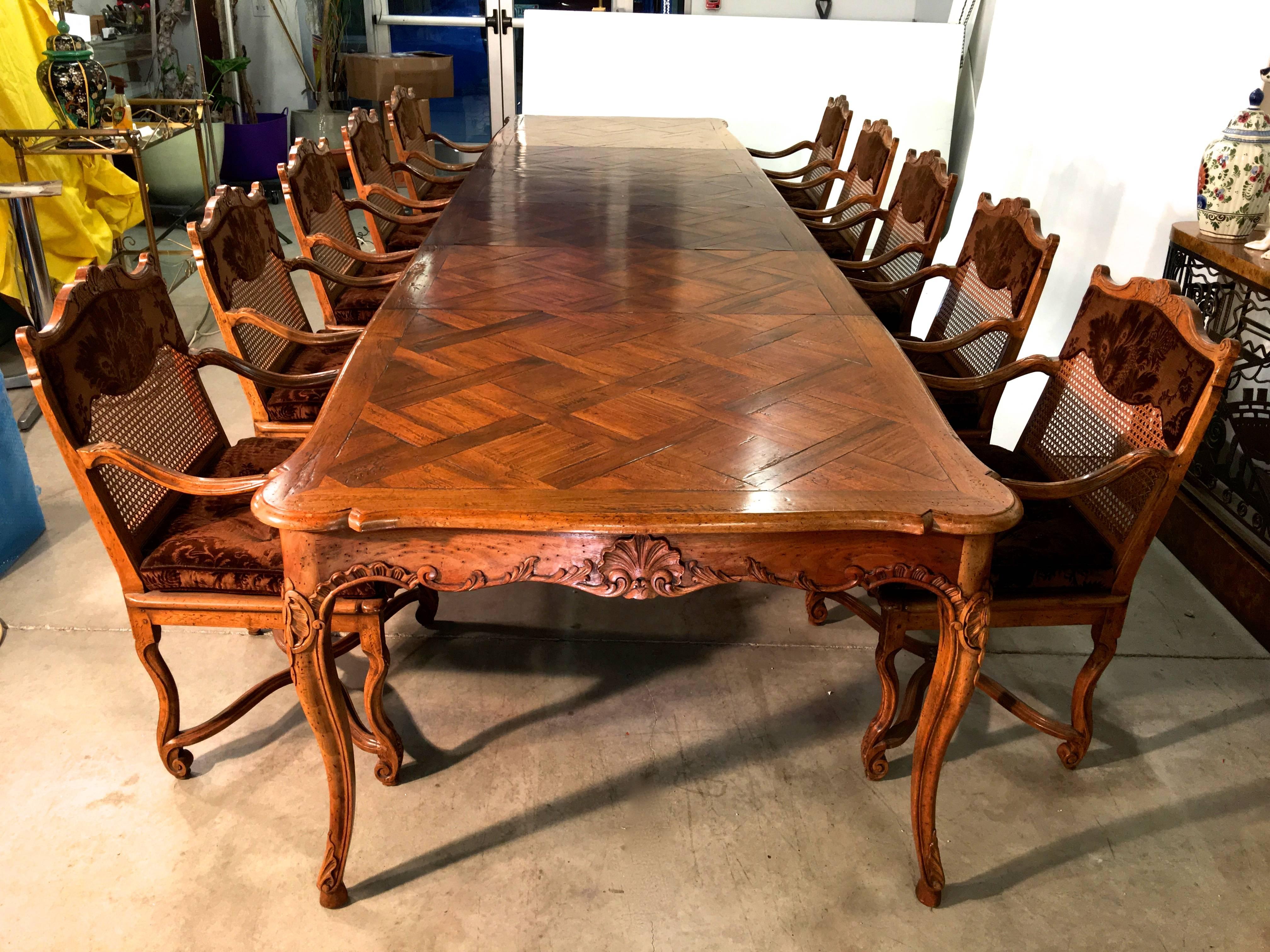 Don Ruseau Provincial Walnut Parquetry Dining Table Seats 12 (SATURDAY SALE) 14