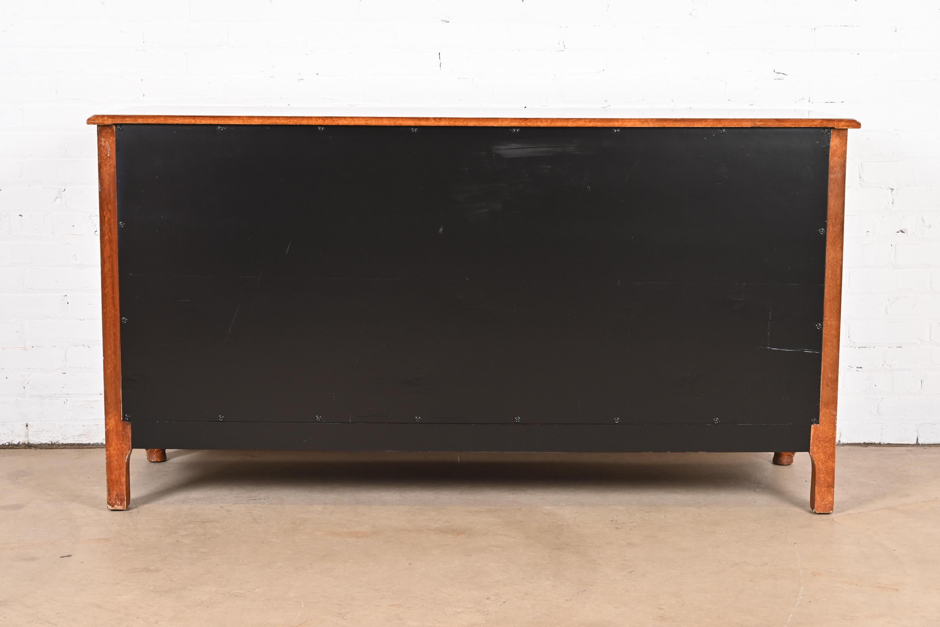 Don Ruseau French Provincial Louis XV Faux Burl Wood Painted Triple Dresser For Sale 5