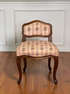 Don Ruseau Louis XV Style Upholstered Vanity or Side Chair in Walnut, 1940s