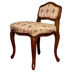 Don Ruseau Louis XV Style Upholstered Vanity or Side Chair in Walnut, 1940s