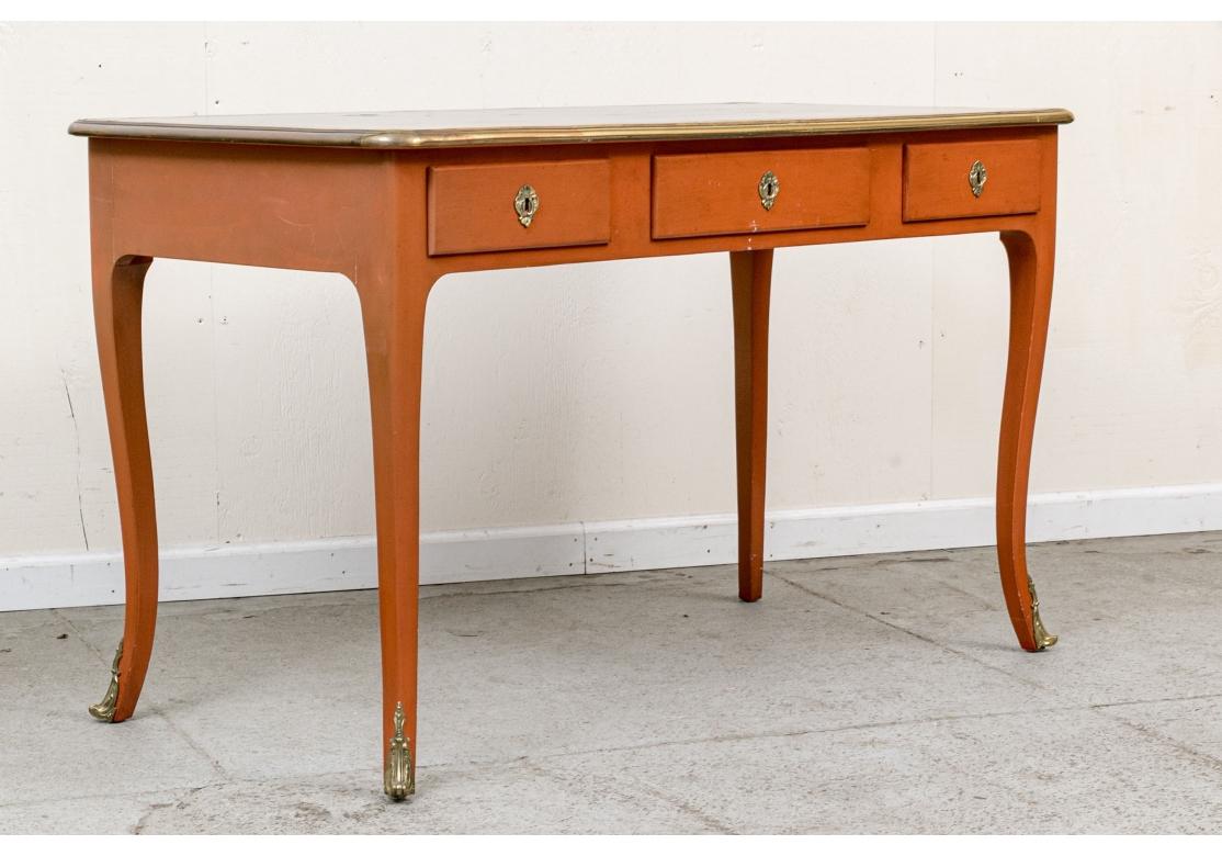 Don Ruseau NYC Paint Decorated & Brass Mounted Writing Table for Restoration 4