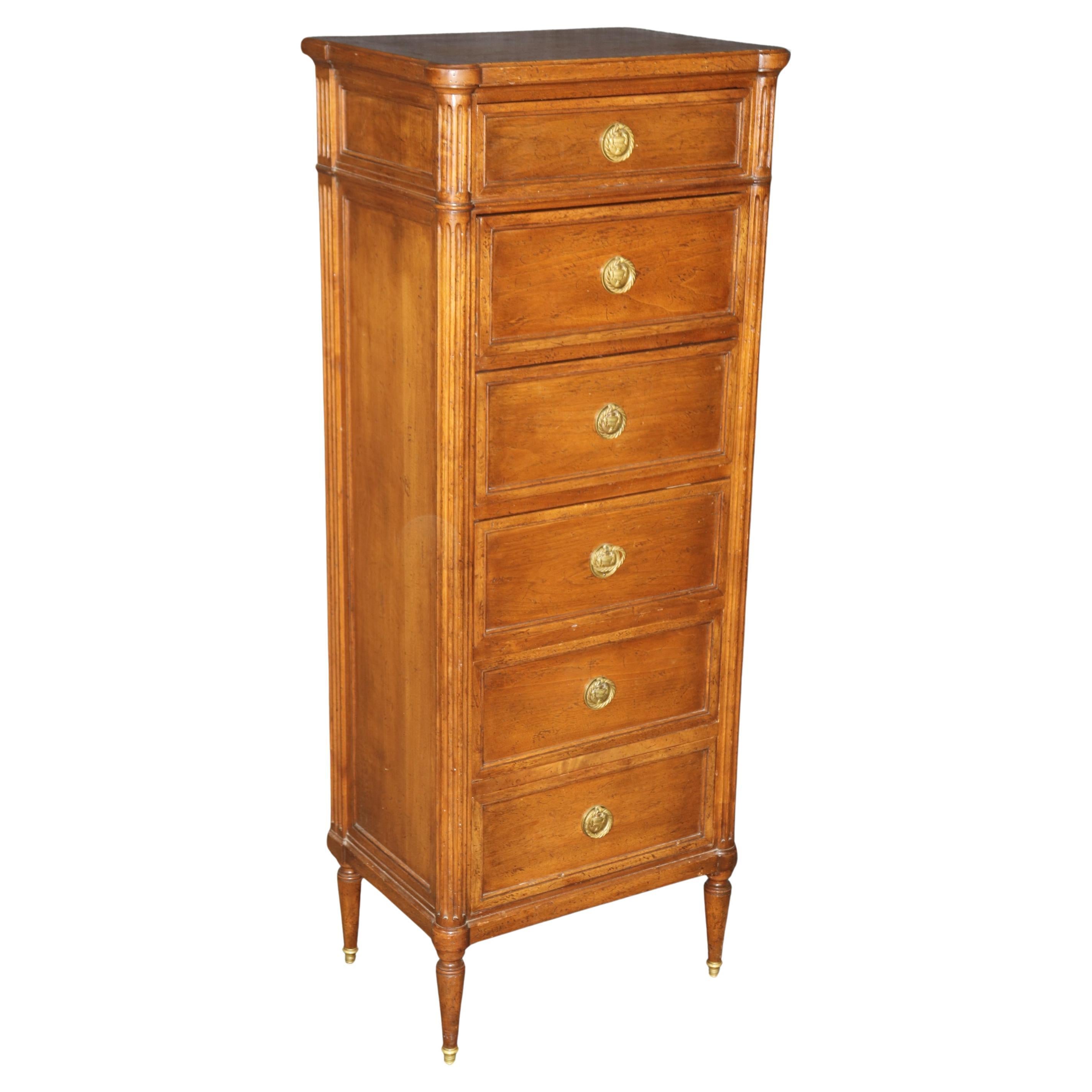 Don Ruseau Walnut French Louis XVI Style Lingerie Chest Dresser Circa 1960s