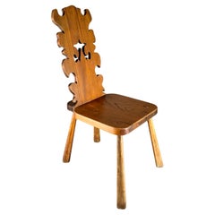Don S. Shoemaker Colonial Carved Wood Low Chair