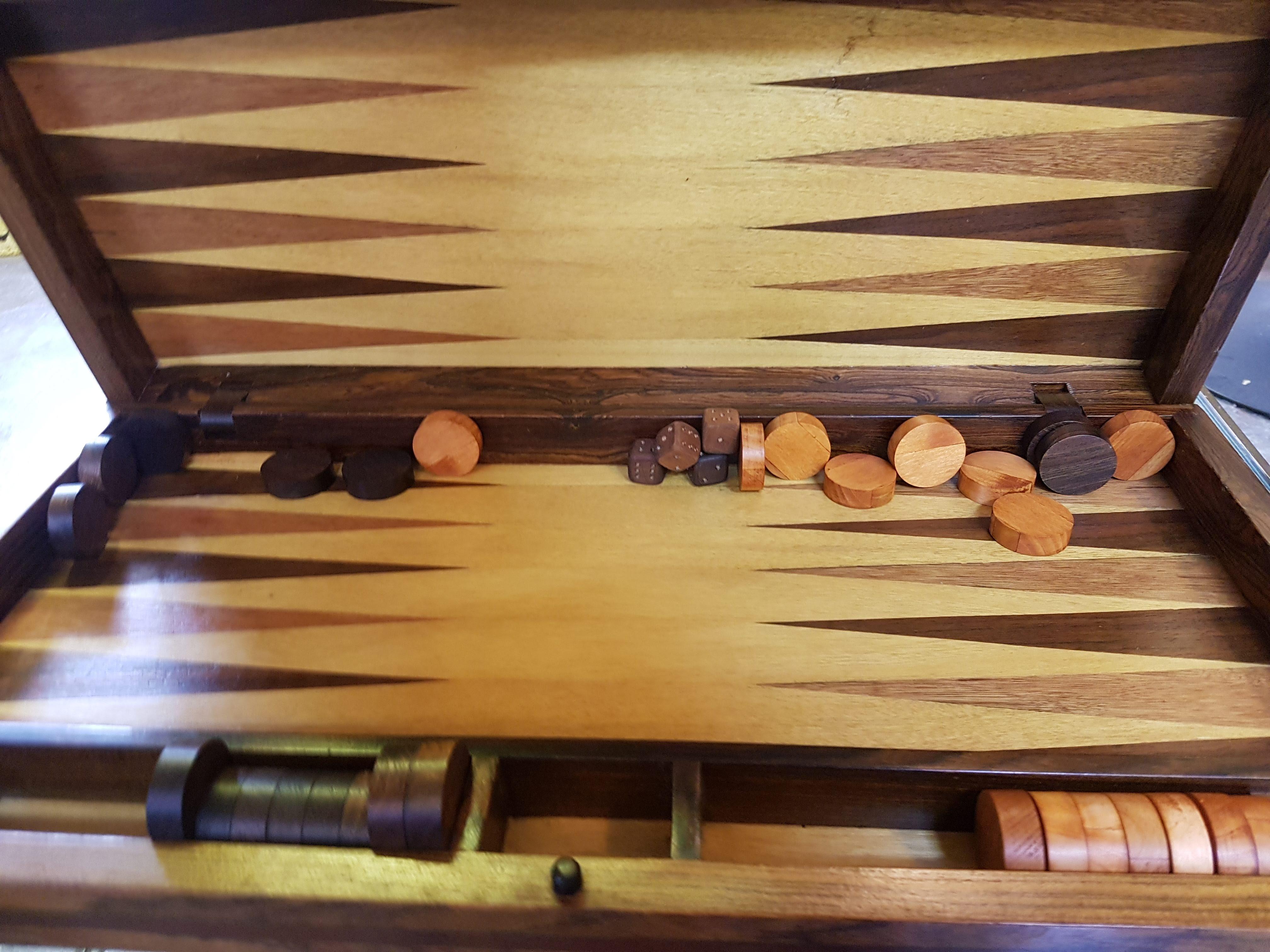 Don S. Shoemaker Mexican MCM Large Hardwood Marquetry Backgammon Set 6