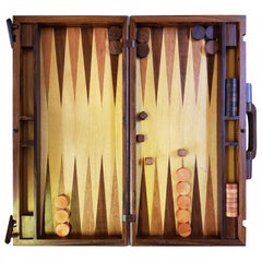 Don S. Shoemaker Mexican MCM Large Hardwood Marquetry Backgammon Set