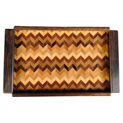 Don S. Shoemaker Mexican MCM Parquetery Hardwood Rectangular Cheveron Tray