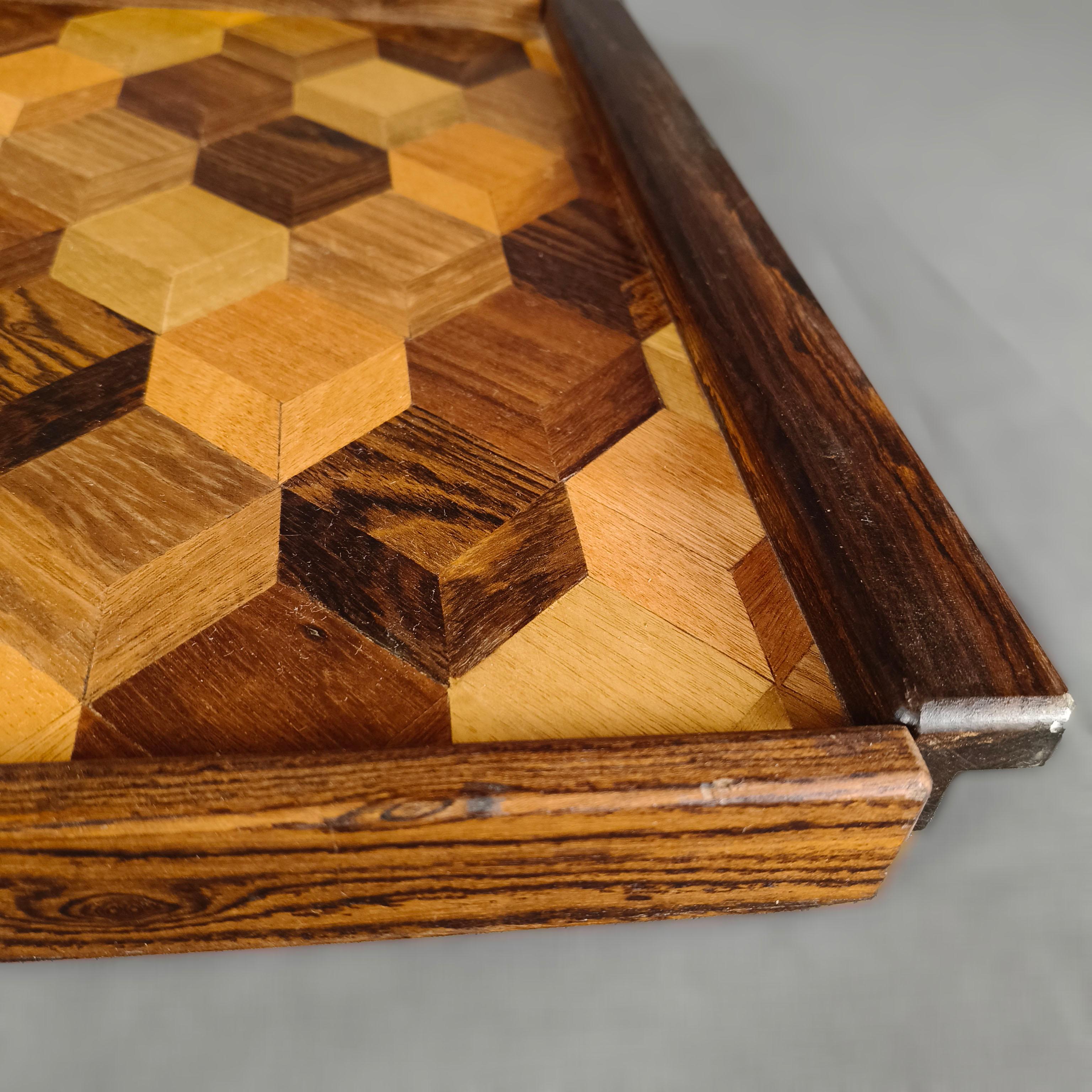 Don S. Shoemaker Mexican MCM Parquetry Hardwood Rectangular Tray For Sale 1