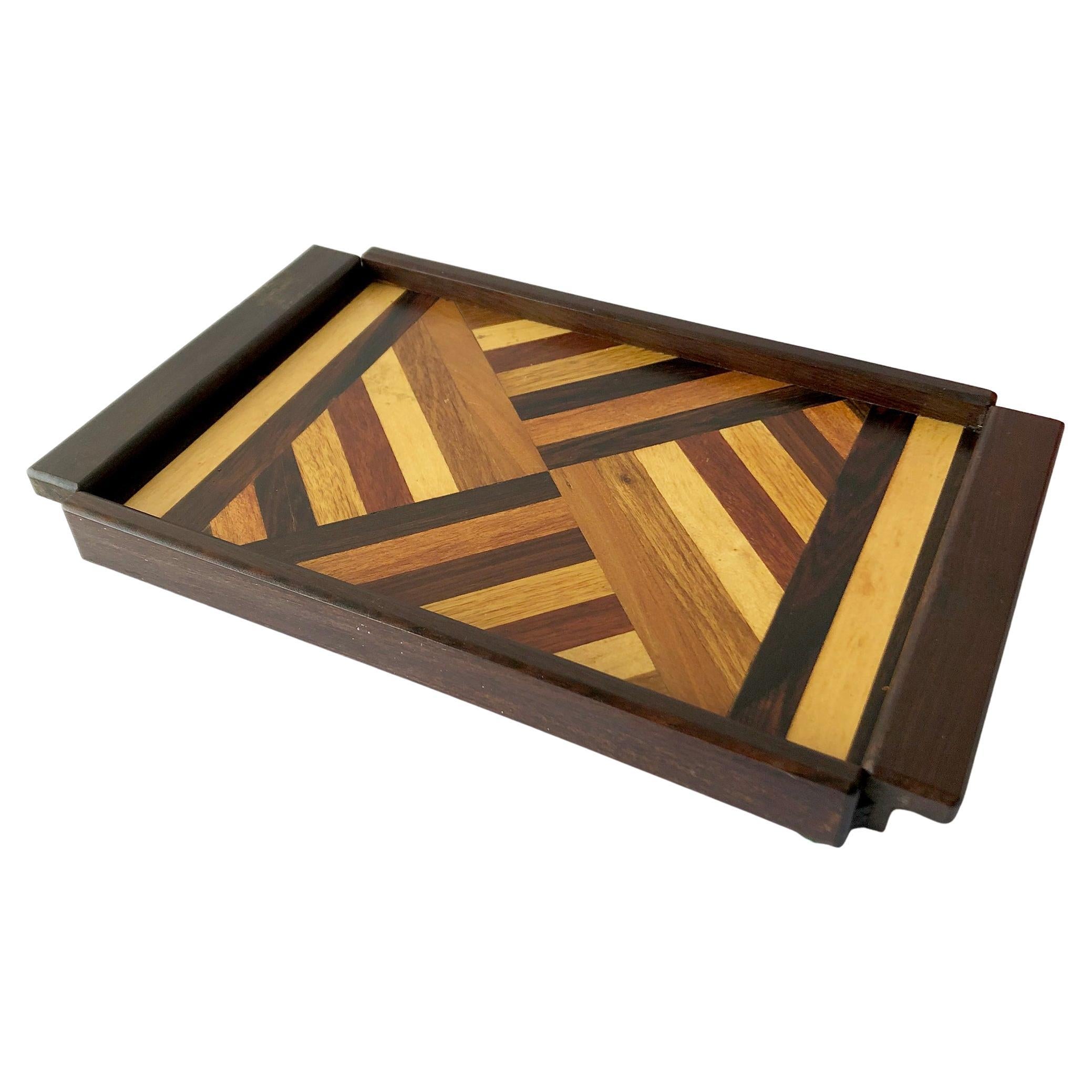 Don S. Shoemaker Mexican Modern Inlaid Mixed Woods Parquetry Tray at 1stDibs