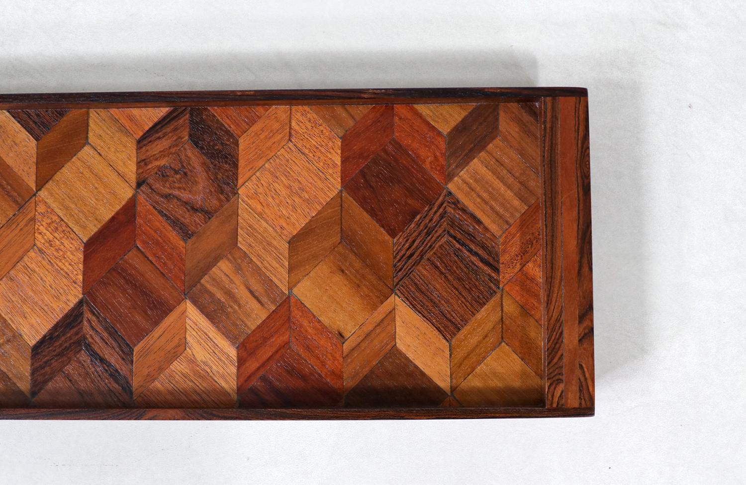 Mid-Century Modern Don S. Shoemaker Multi-Wood Decorative Tray for Señal Furniture For Sale