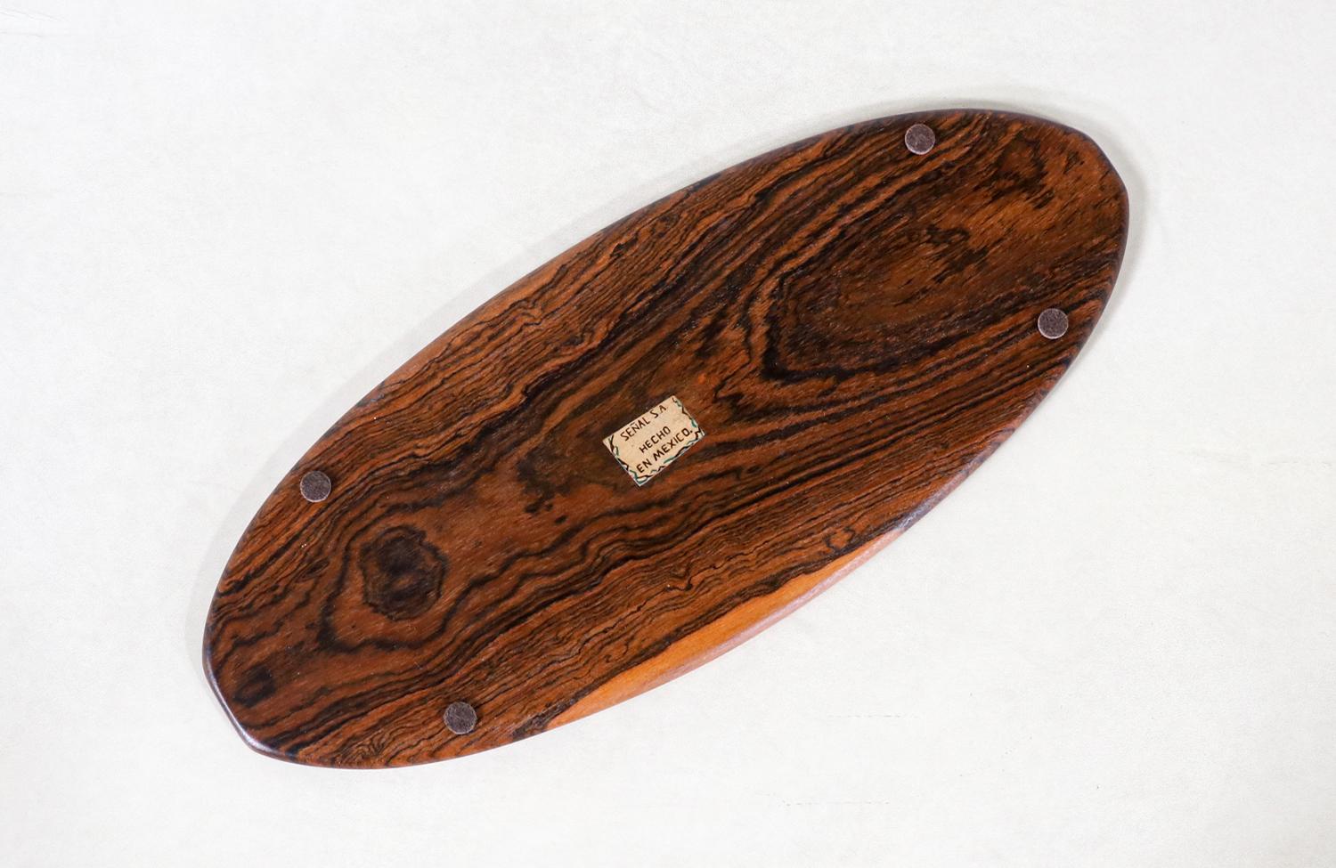 Expertly Restored - Don S. Shoemaker Rosewood Oval Tray for Señal Furniture In Excellent Condition For Sale In Los Angeles, CA