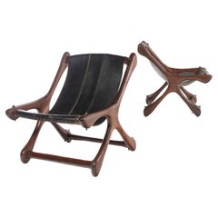 Don Shoemaker Sloucher Rosewood & Leather Sling Chairs for Señal Furniture, 1960