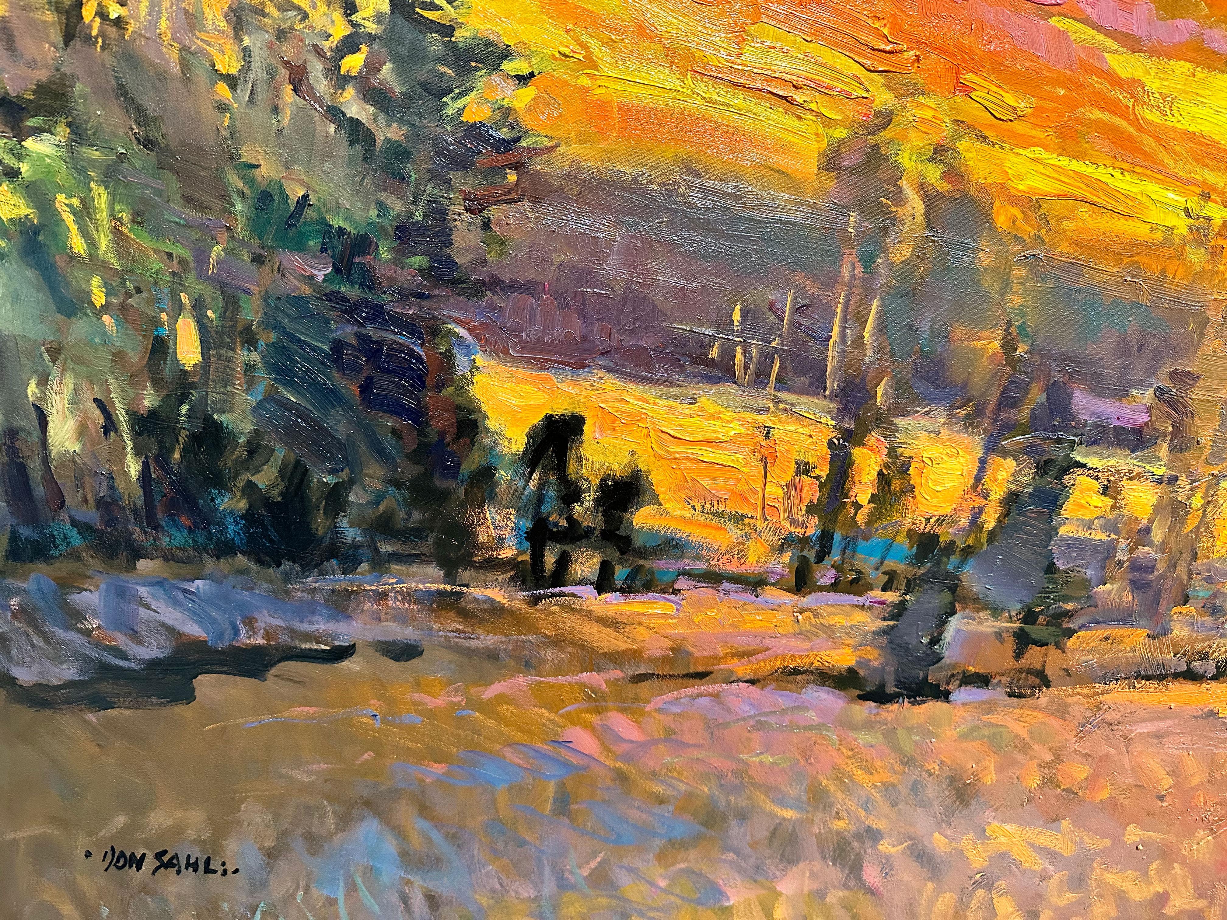 „Time to Relax“, Don Sahli, 60x72 in, Original impressionistische Öl-Landschaft im Angebot 3