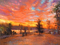 "Tempo di rilassarsi", Don Sahli, 60x72 pollici, Paesaggio impressionistico originale ad olio