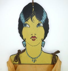 DON SHASTEEN STUDIOS: Borsa da appendere "Laundress" in stile Art Déco dipinta a mano, anni '20