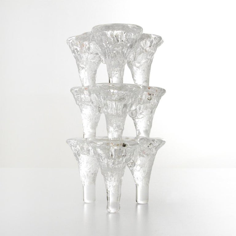 Don Shepherd Blenko Ice Glass Candle Holder, 1970s, Set of Three at 1stDibs