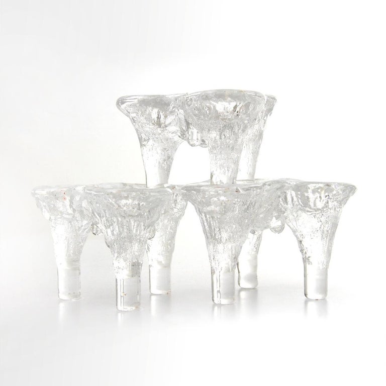 Don Shepherd Blenko Ice Glass Candle Holder, 1970s, Set of Three at 1stDibs