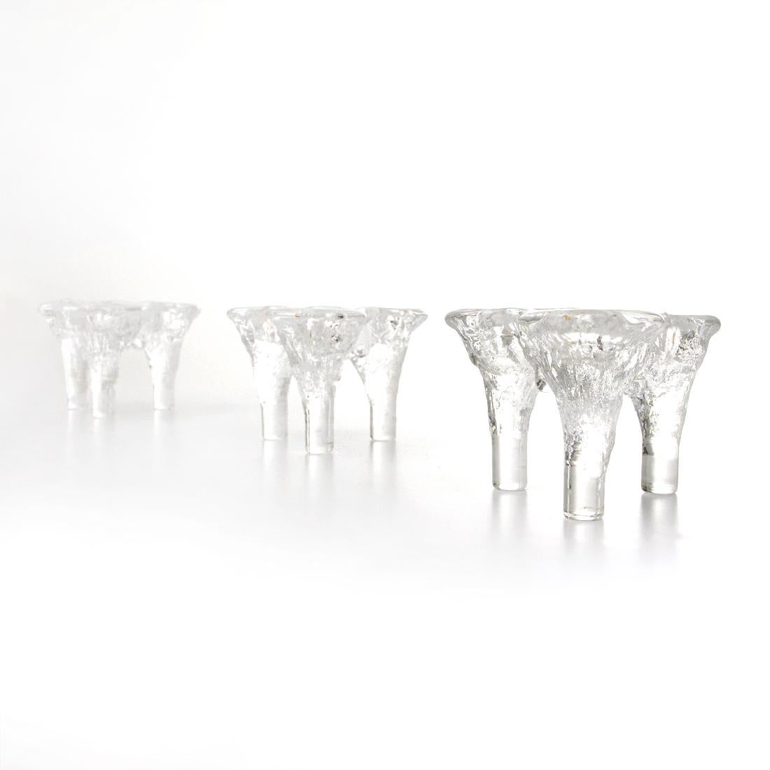 Late 20th Century Don Shepherd Blenko Ice Glass Candle Holder, 1970s, Set of Three