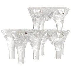 Don Shepherd Blenko Ice Glass Candle Holder, 1970s, Set of Three