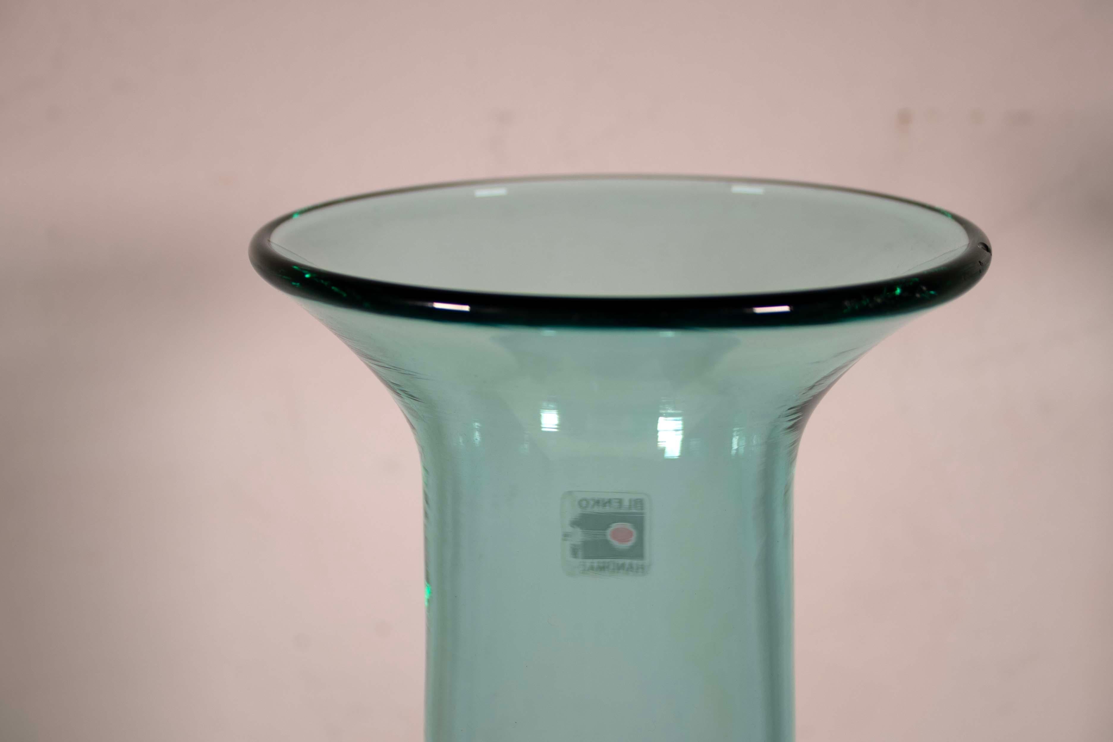 Mid-Century Modern Don Shepherd for Blenko Turquoise Floor Vase Model 789M Mid Century Modern For Sale