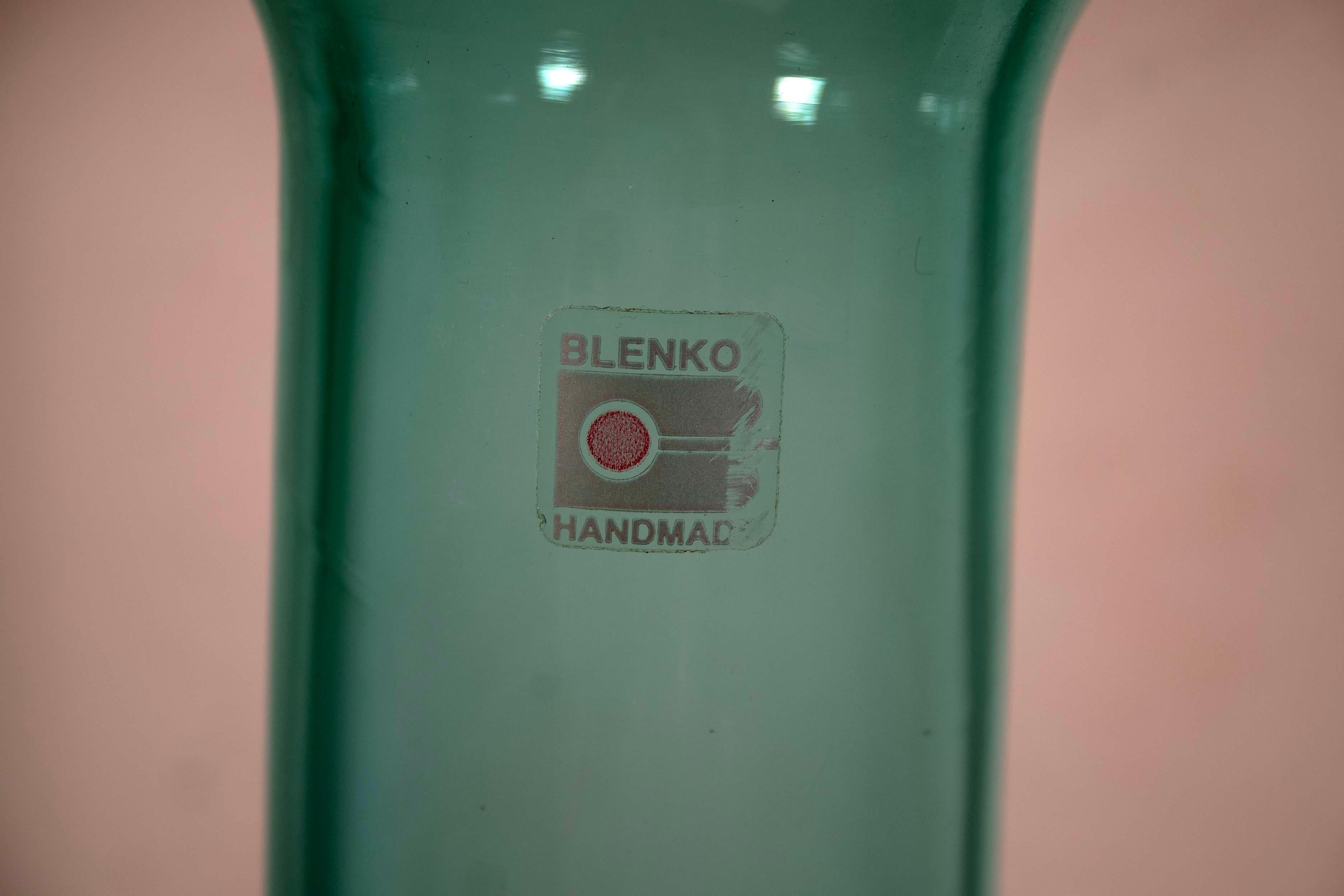 20th Century Don Shepherd for Blenko Turquoise Floor Vase Model 789M Mid Century Modern For Sale