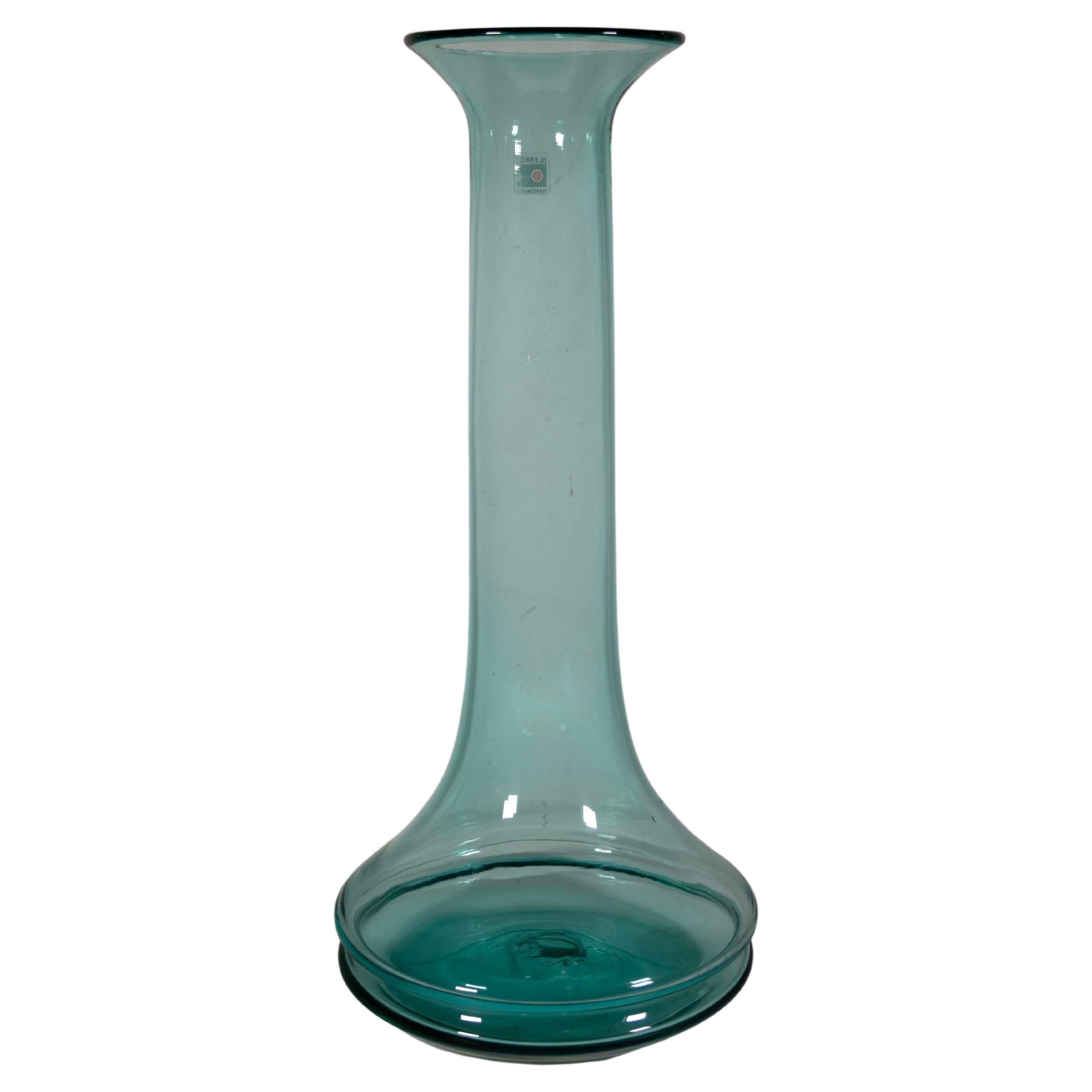 Don Shepherd pour Blenko vase de sol turquoise modèle 789M moderne du milieu du siècle dernier en vente