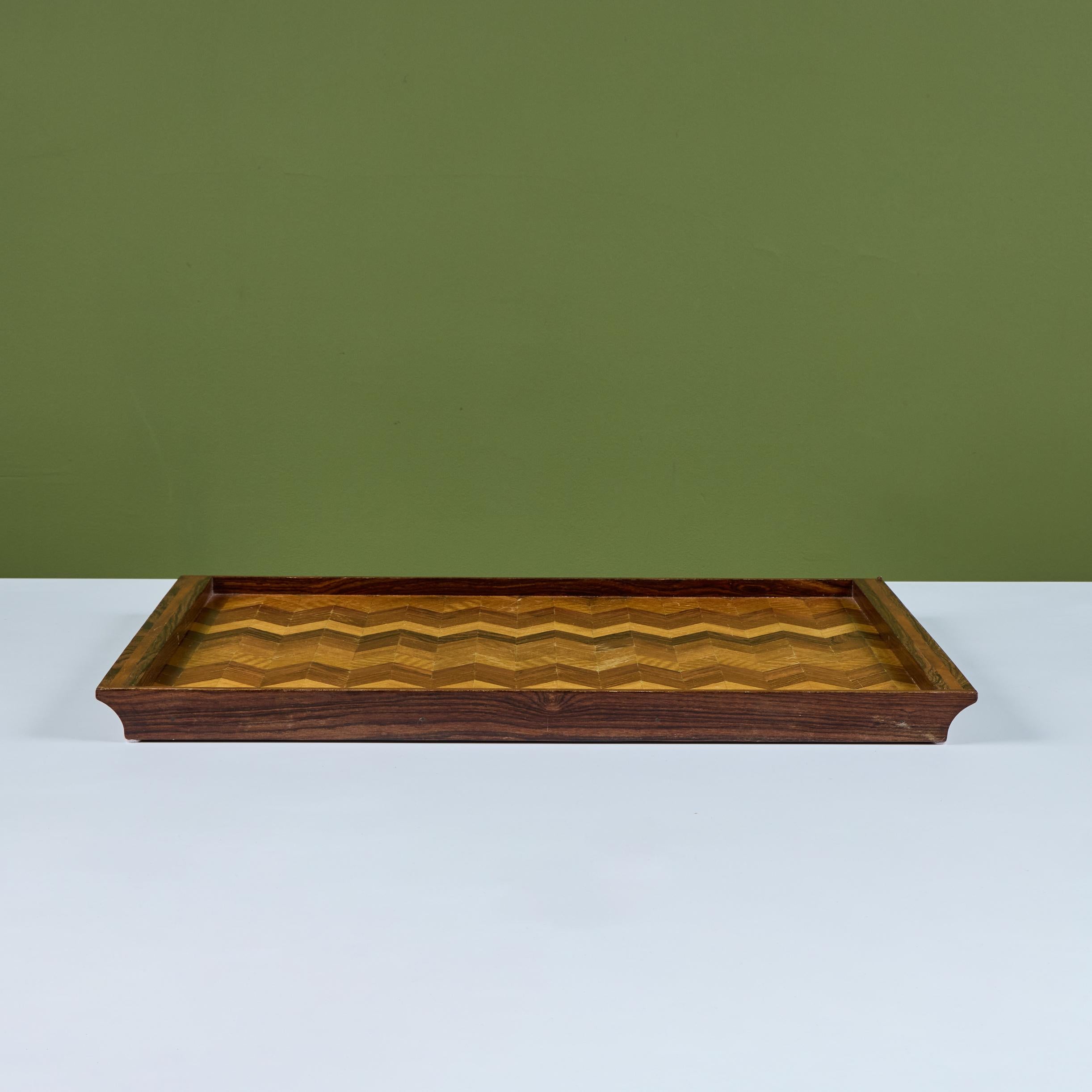 Bandeja decorativa de marquetería Chevron de Don Shoemaker para Señal Mexicano en venta