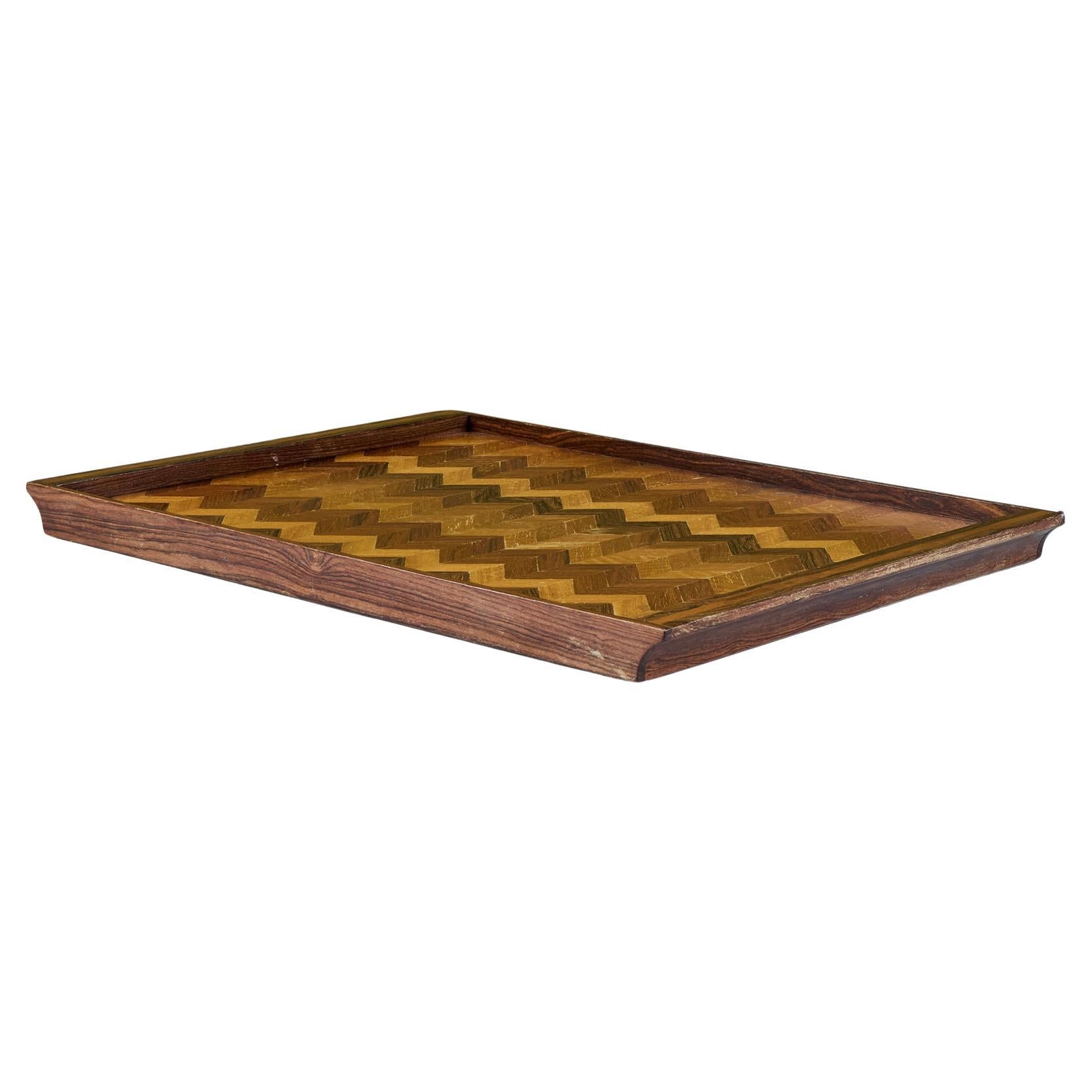 Bandeja decorativa de marquetería Chevron de Don Shoemaker para Señal