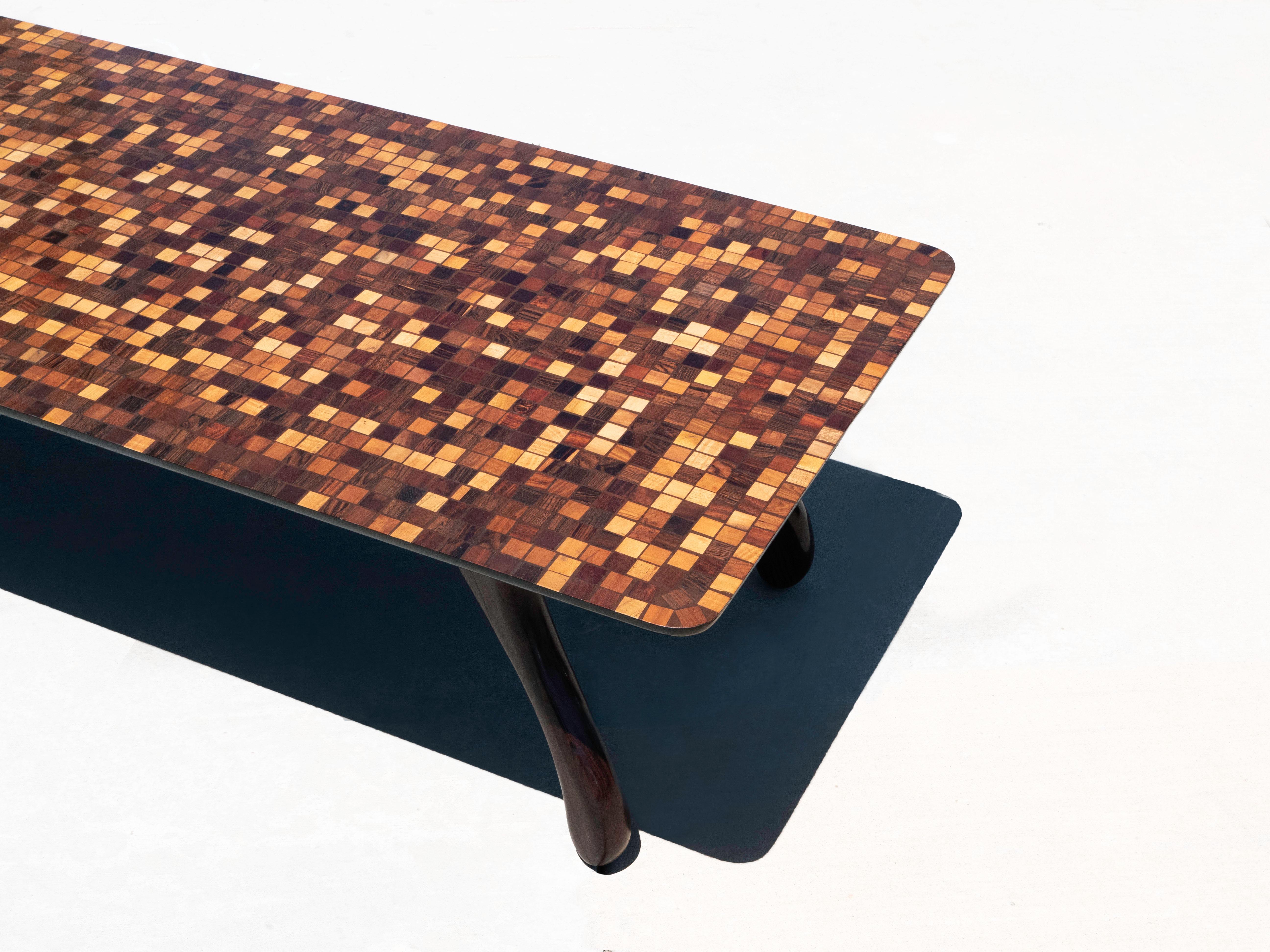 Mesa baja de parquet de cocobolo Don S. Shoemaker, Senal S.A. México Años 60 Mexicano