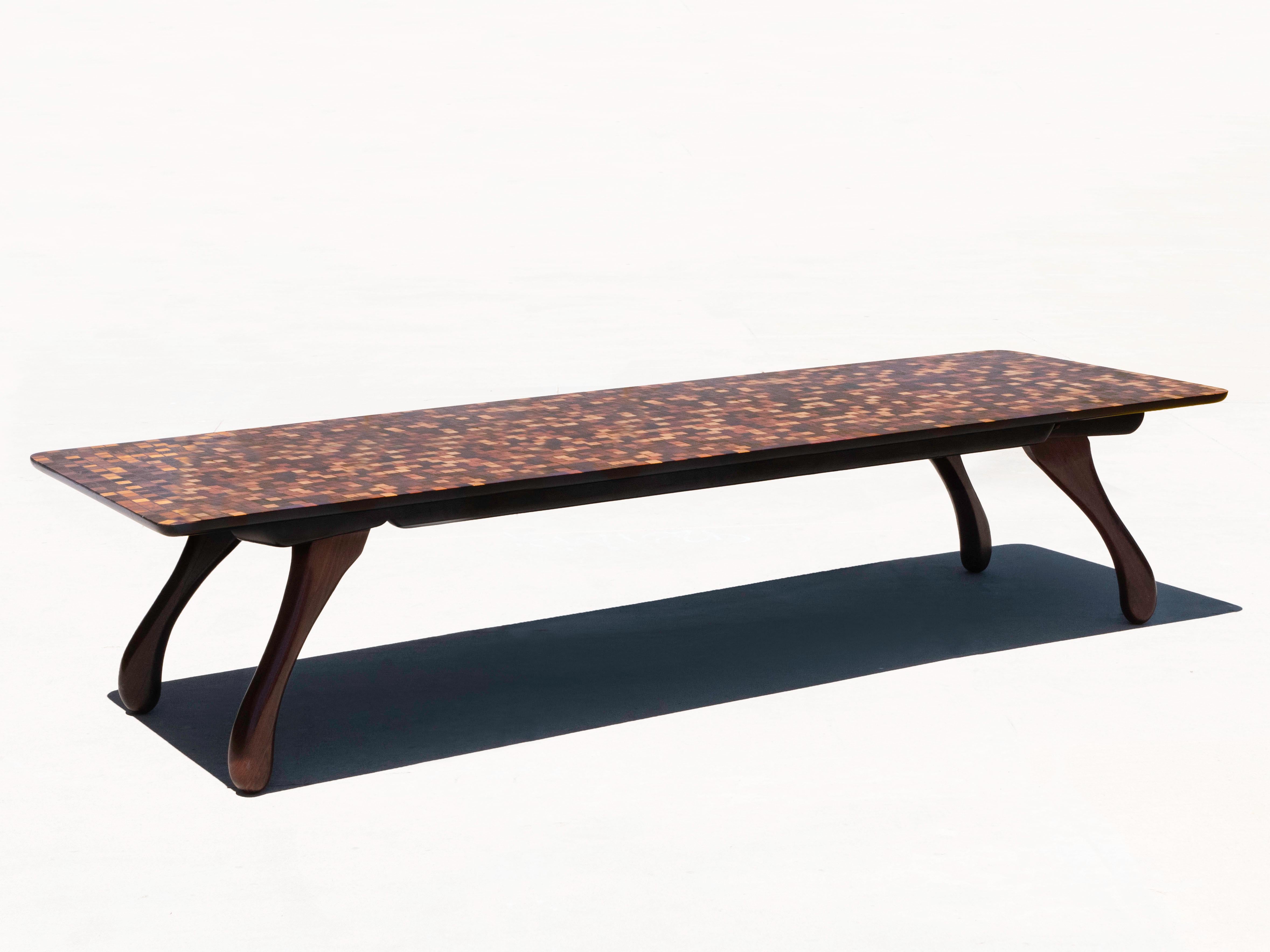 Mesa baja de parquet de cocobolo Don S. Shoemaker, Senal S.A. México Años 60 Entarimado