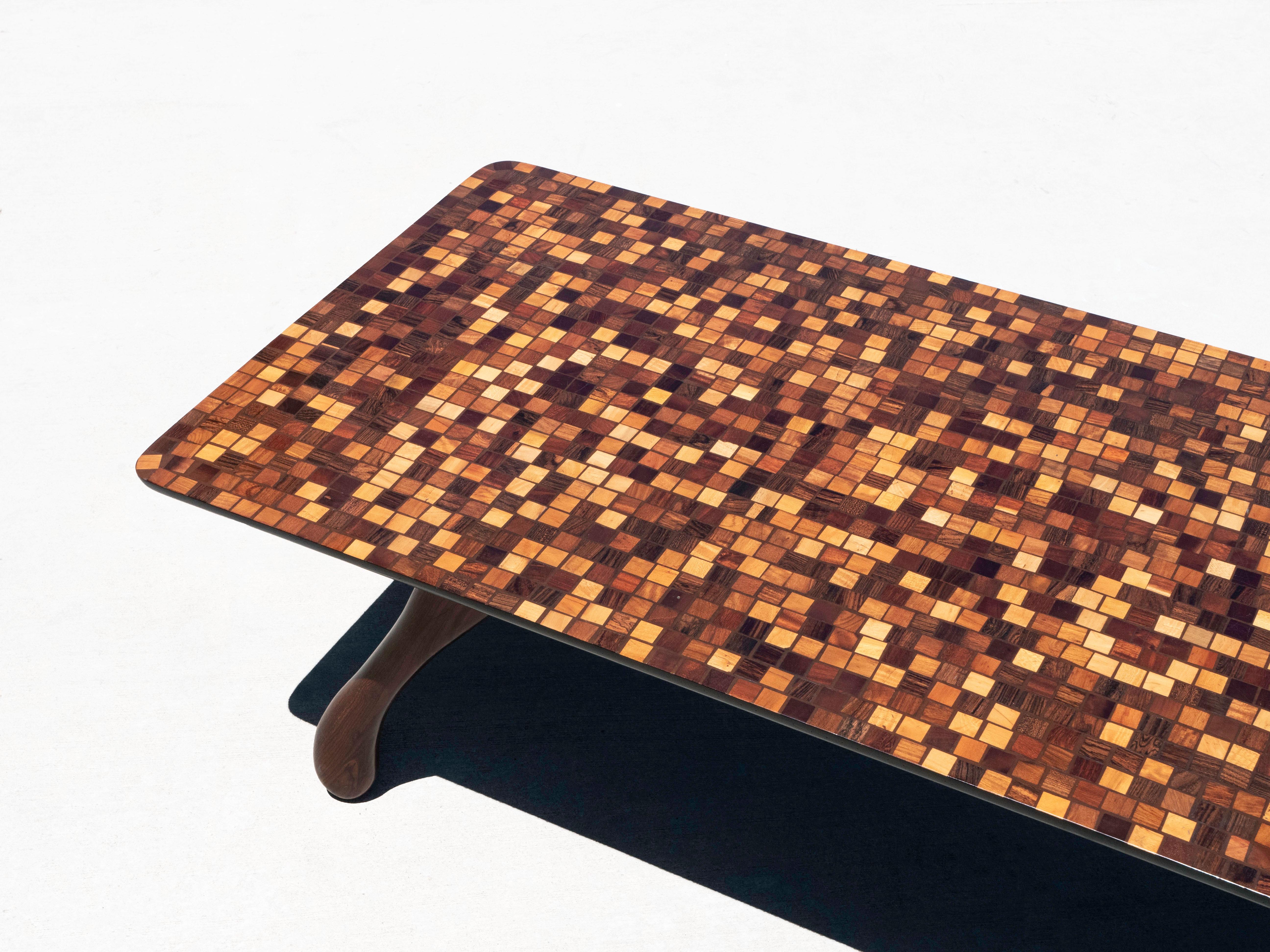 Mesa baja de parquet de cocobolo Don S. Shoemaker, Senal S.A. México Años 60 mediados del siglo XX