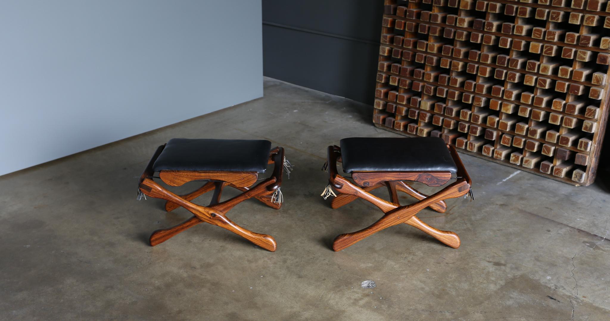 Don Shoemaker Cocobolo Rosewood Ottomans for Señal, circa 1970 In Good Condition In Costa Mesa, CA