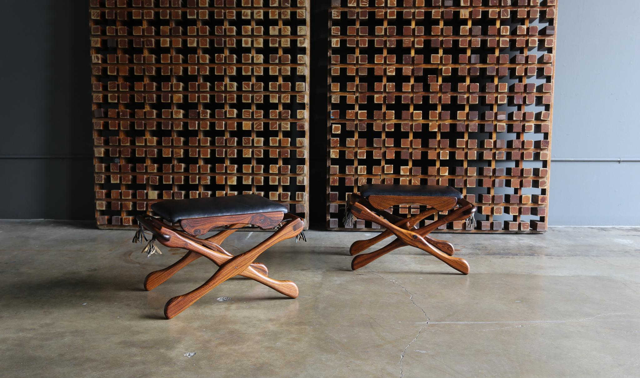 20th Century Don Shoemaker Cocobolo Rosewood Ottomans for Señal, circa 1970