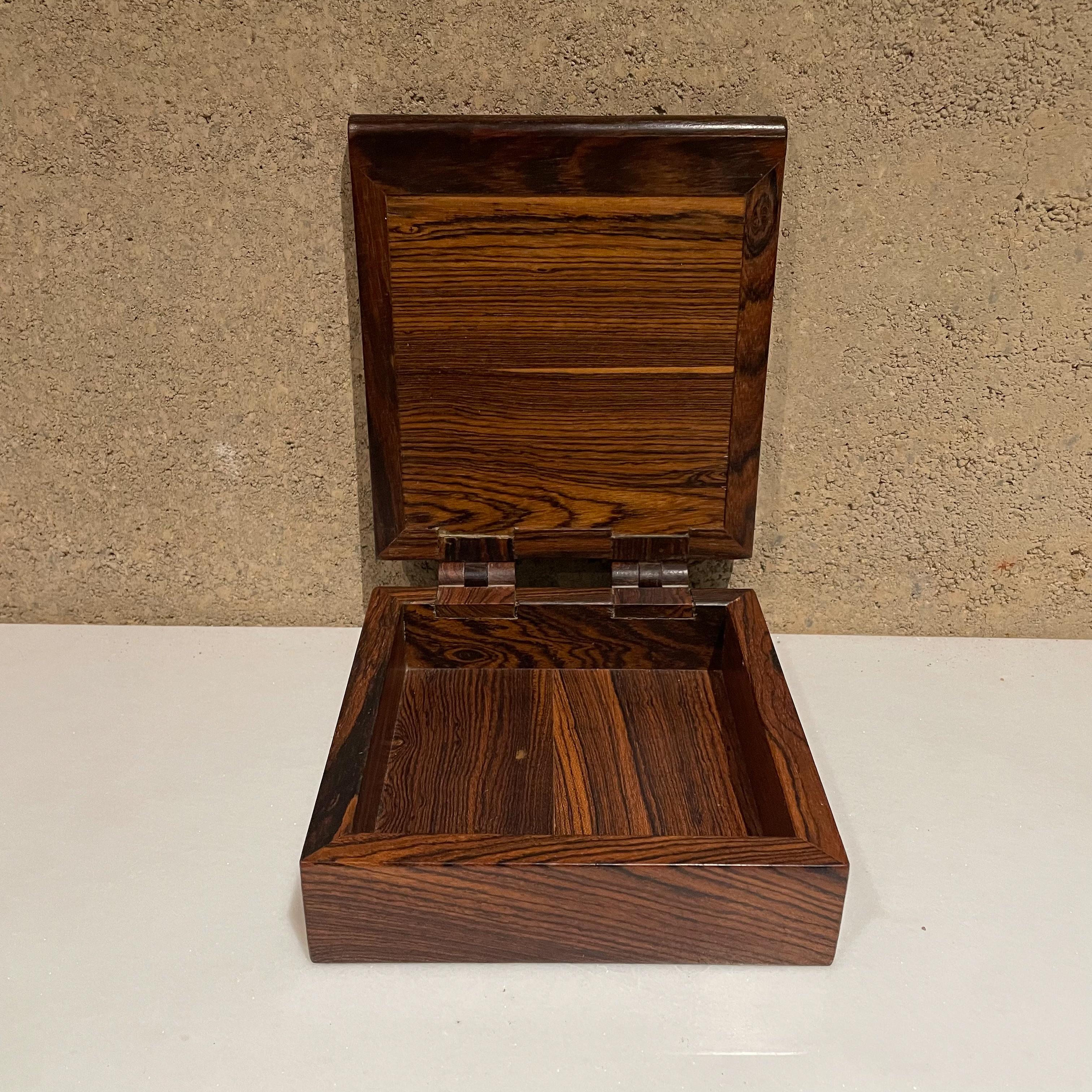 Don Shoemaker Elegant Hinged BOX in Cocobolo Exotic Wood Mosaic Señal Mexico In Good Condition In Chula Vista, CA