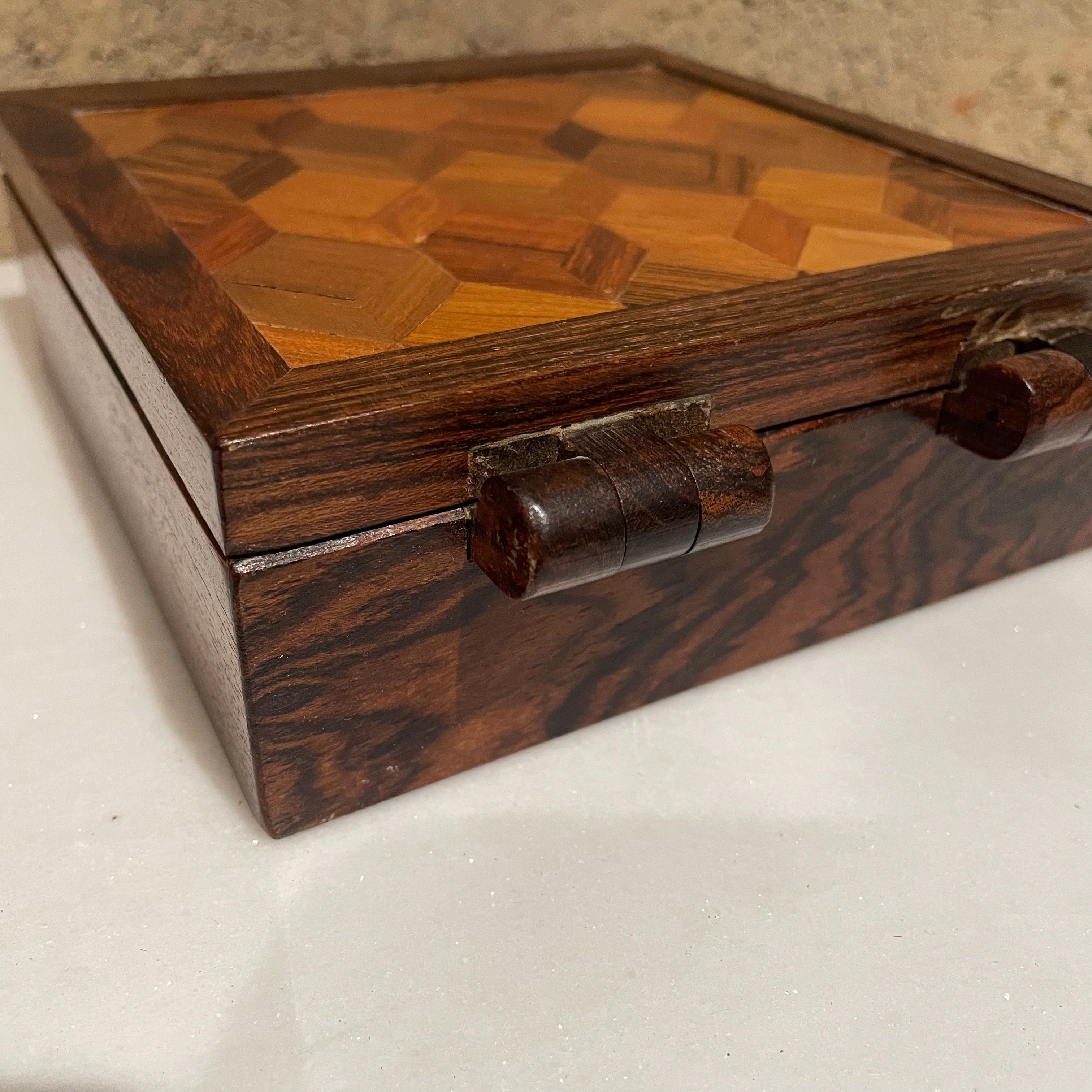 Mid-20th Century Don Shoemaker Elegant Hinged BOX in Cocobolo Exotic Wood Mosaic Señal Mexico
