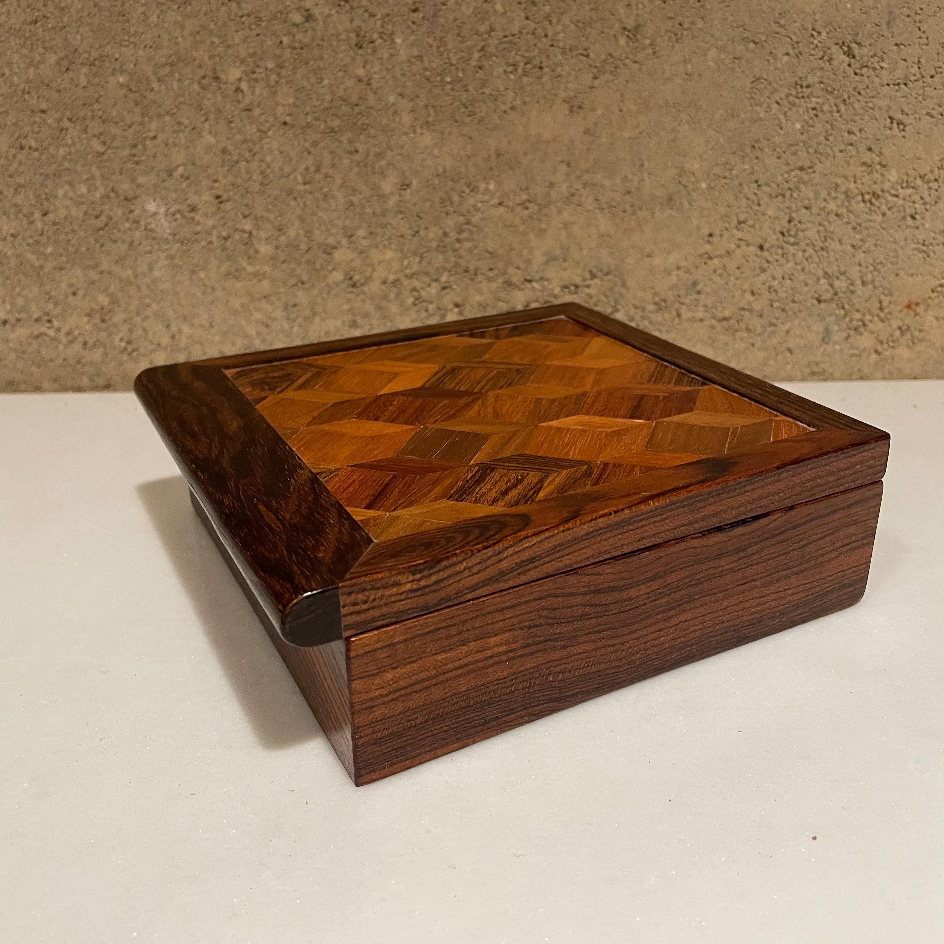 Don Shoemaker Elegant Hinged BOX in Cocobolo Exotic Wood Mosaic Señal Mexico 2