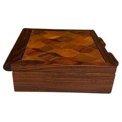 Don Shoemaker Elegant Hinged BOX in Cocobolo Exotic Wood Mosaic Señal Mexico