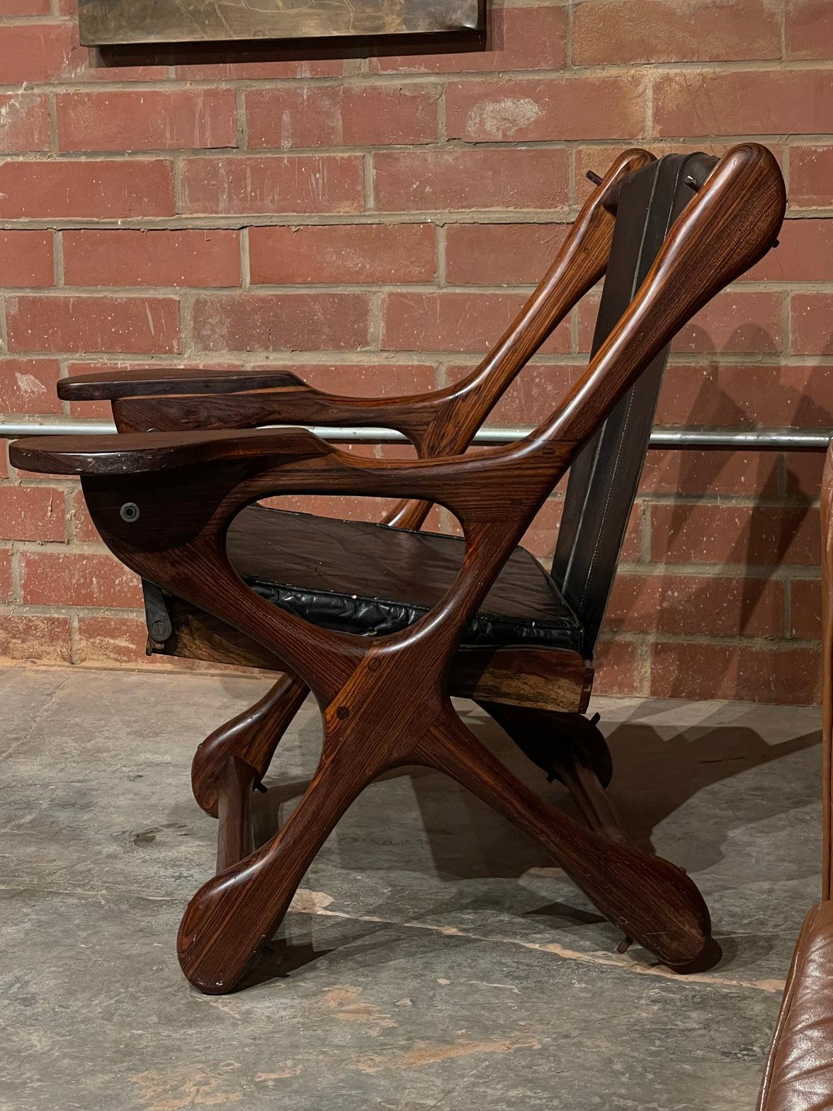 North American Don Shoemaker for Cocobolo Rosewood and Leather Swing Chair, Circa 1960