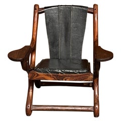 Chaise pivotante Don Shoemaker pour Cocobolo en bois de rose et cuir, vers 1960