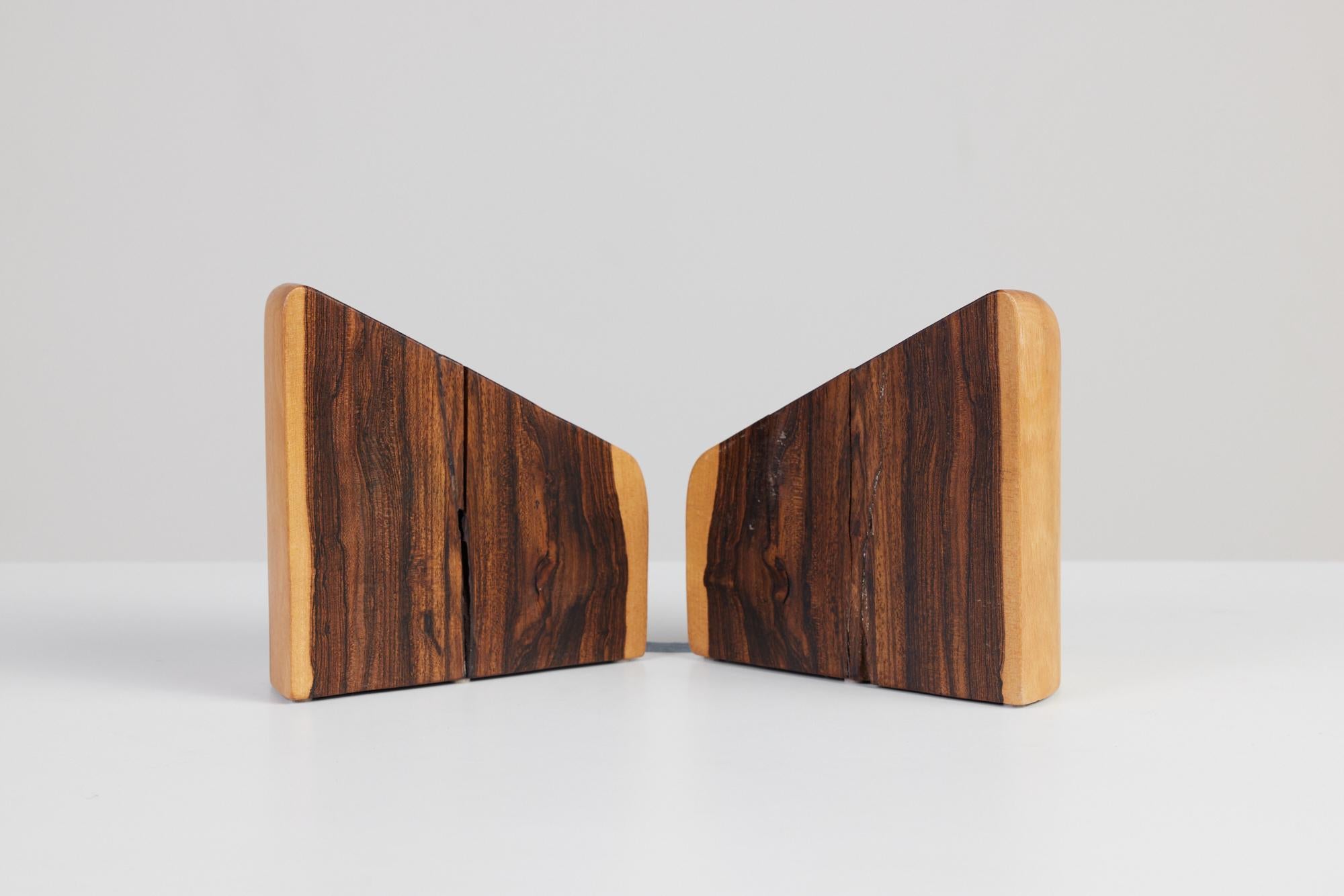 Don Shoemaker for Señal Bookends in Solid Cocobolo For Sale 2
