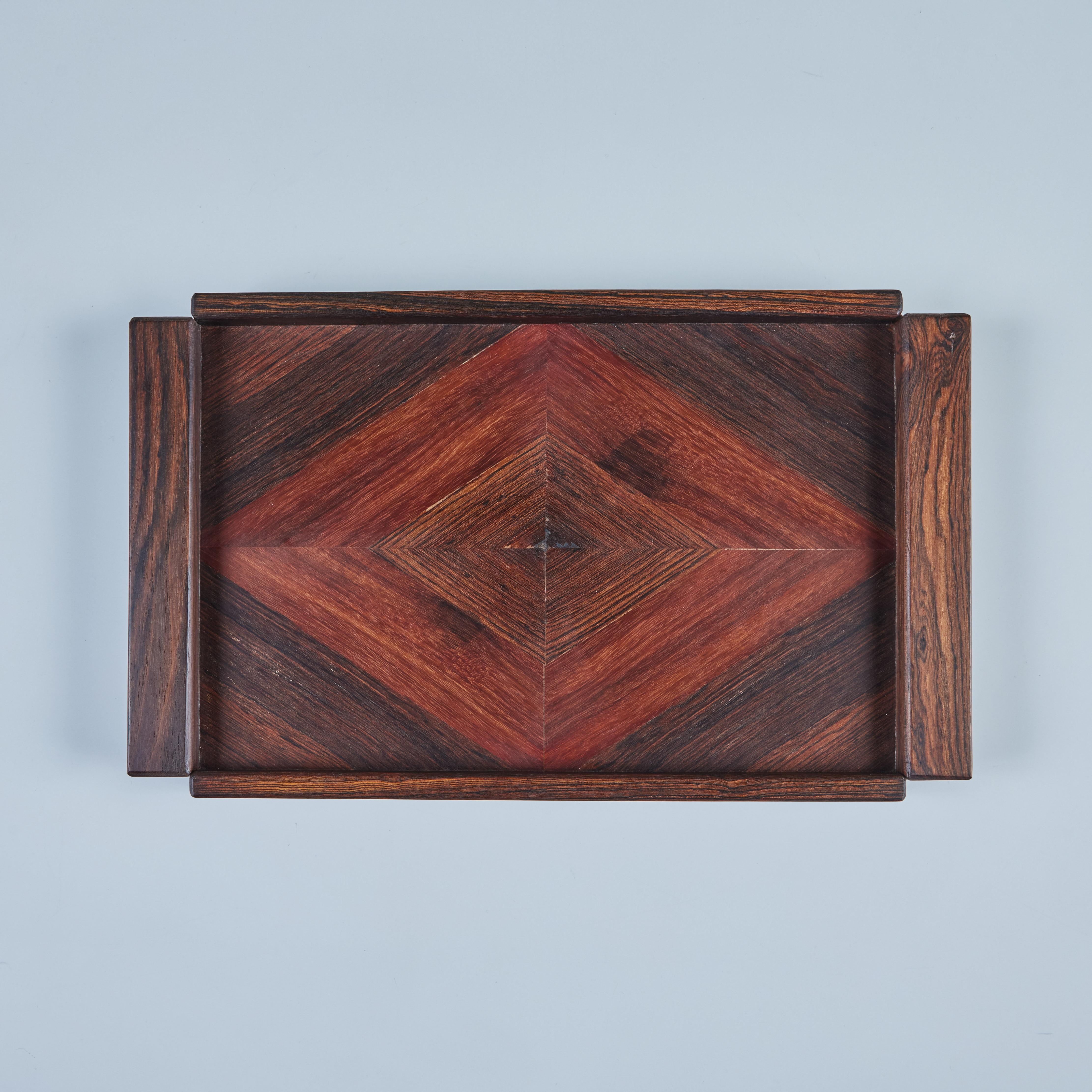 Don Shoemaker for Señal Diamond Geometric Marquetry Tray For Sale 2